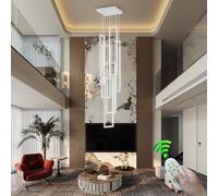 Lustre LED Moderne pour Hauts plafonds - Grande Suspension avec télécommande, éclairage d'escalier en Aluminium, luminaire élégant pour Restaurants et Villas