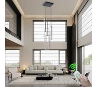 Lustre LED Moderne pour Hauts plafonds - Grande Suspension en Aluminium avec télécommande, idéale pour Les escaliers, Restaurants, Salons, hôtels et Villas.