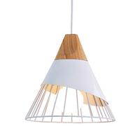 Lustre LED Moderne Simple Cuisine Salon Couloir Suspension Luminaire Créatif Forme de Cône Fer Cage E27 MAX 60W La Longueur est 25CM Haut est 30CM Réglable (Blanc)