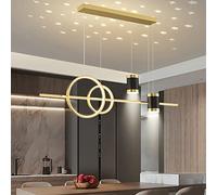 Lustre LED Noir à intensité Variable - Plafonnier linéaire Nordique Moderne pour Table à Manger, îlot de Cuisine et Bar de Bureau - Design élégant 100 x 4,5 cm/90 x 40 cm