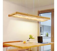 Lustre LED Pendentif Table En Résine De Bois Pendant Lampe Plafonnier Réglable 40W Avec Télécommande Lumière À Suspension Hauteur Réglable Panneau De Chêne Moderne Suspendue Cuisine Salon Bureau Café