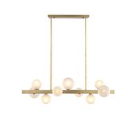Lustre linéaire en Verre à 9 Ampoules, en Laiton brossé doré, Design Moderne du Milieu du siècle, idéal pour Une Chambre, Un Salon, Une Salle à Manger ou Une Cuisine (Taille : 9 am