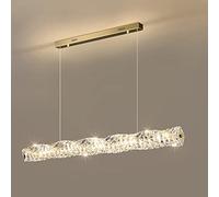 Lustre linéaire LED en Cristal, Suspension Moderne en Acier Inoxydable, Lampe Suspendue avec télécommande et variateur, luminaire de Plafond
