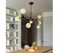 Lustre linéaire Moderne du Milieu du siècle à 6 lumières en Verre, Suspension Spoutnik Noire, Bras asymétrique, Design moléculaire, lustres horizontaux (doré, 8 lumières)