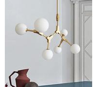 Lustre linéaire Moderne du Milieu du siècle à 6 lumières en Verre, Suspension Spoutnik Noire, Bras asymétrique, Design moléculaire, lustres horizontaux (doré, 6 lumières)