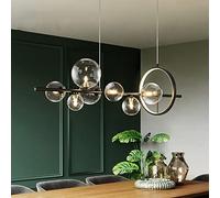 Lustre linéaire Moderne, Pendentif léger avec Une Teinte sphère en Verre Transparent, luminaires d'éclairage de Plafond Lampe de Suspension pour la Salle à Manger îlot de Cuisine
