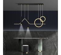Lustre Linéaire Noir Et Or Avec Télécommande, Suspension Led Tubulaire Longue 42W À Intensité Variable, Style Vintage, Idéal Pour La Salle À Manger, La Cuisine, Le Salon, Un Restaurant Ou Un Bar.