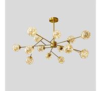 Lustre, lumières suspendues à LED à lumière variable à 3 couleurs, abat-jour rond de salon, lampes suspendues en verre en fer forgé, lampes décoratives d'étude de chambre à coucher (Couleur : 15