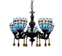 Lustre Lustre 24 Pouces 5 Lustre Lustre Salle à Manger Café Bar Salon Lustre en Verre Lustre Bleu méditerranéen