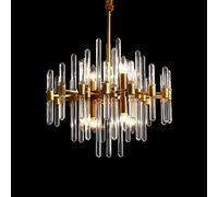 Lustre Lustre en Cristal doré, 24,4 "Large Lumineux de Pendentif de 24,4 po, plafonnier en Laiton à 10 lumières for Salle à Manger Salon Cuisine île Moderne Chic Luxueux décoration(48cm)