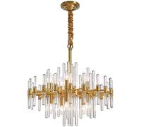 Lustre Lustre en Cristal doré, 24,4 "Large Lumineux de Pendentif de 24,4 po, plafonnier en Laiton à 10 lumières for Salle à Manger Salon Cuisine île Moderne Chic Luxueux décoration(62cm)