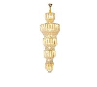 Lustre, Lustre LED de style européen luxueux for penthouse, éclairage d'escalier en cristal, lampe suspendue longue for hall d'entrée, loft ou salon villa post-moderne(Dia50CM H160CM)
