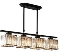 Lustre Lustre Moderne Luxe de Luxe Suspendue Pendant la Lampe d'éclairage, Plafond Rectangle à LED pour Salle à Manger de Chambre à Coucher, Lampe en Cristal rectangulaire Simple, E27 Crystal