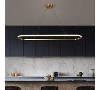 Lustre, Lustre Ovale Moderne à LED dimmable en Laiton doré, Suspension pour Cuisine, Luminaire pour Cuisines