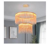 Lustre, Lustres à pampilles en aluminium à LED modernes, éclairage suspendu en cascade, salon, hôtel, hall, villa, décoration artistique, suspension(Three Color change,Rose gold Dia50 80cm)