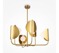 Lustre Métal Verre 78 CM Large En Laiton Blanc 6x G9 Moderne Plafonnier Lampe