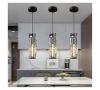 Lustre Mini Lustre en Cristal Luminaire Réglable Îlot de Cuisine pour Salle à Manger Chambre Noir Chrome, Éclairage Moderne(1 Light)