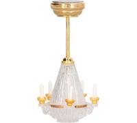 Lustre miniature 1/12 à échelle réduite, mini plafonnier décoratif avec 5 bougies LED pour la maison de poupées