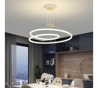 Lustre minimaliste à 2 anneaux, luminaires de plafond LED modernes compatibles avec le salon, la salle à manger et l'escalier,Lustres