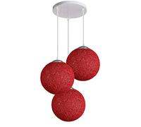 Lustre moderne à 3 têtes de vigne décorative en rotin Rouge