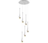 Lustre Moderne à 6 lumières LED en Cristal - Intensité Variable, télécommande, Couleur réglable, plafonnier pour Salon, Hall d'entrée, Vestibule, escalier, luminaire Suspendu élégant (Argent