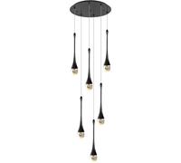 Lustre Moderne à 6 lumières LED en Cristal - Intensité Variable, télécommande, Couleur réglable, plafonnier pour Salon, Hall d'entrée, Vestibule, escalier, luminaire Suspendu élégant (Noir 6