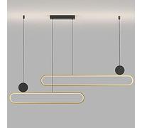 Lustre Moderne à Double Cercle, luminaire Suspendu linéaire 55W LED en métal, Hauteur réglable, Salon, Cuisine, fabriqué en Chine