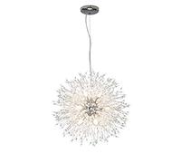 Lustre Moderne à Hauteur réglable - Plafonnier LED élégant pour Salon et Chambre, Design en Acier Inoxydable et Cristal, 55 cm, Effet feu d'artifice, décoration intérieure raffinée
