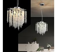 Lustre Moderne argenté en Forme de Branche d'arbre, 30 cm - Suspension Ronde en Cristal Effet Goutte de Pluie, idéale pour la Cuisine, la Salle à Manger et la Chambre. Décoration Lumineuse.