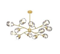 Lustre Moderne avec Abat-Jour en Verre Bleu, plafonnier Industriel à 9 lumières, Douille E27, Bras réglables, idéal pour Salle à Manger, Chambre, Cuisine - Robinetterie 15t Grise