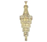 Lustre moderne de luxe en cristal K9 - Suspension LED à intensité variable pour escalier, duplex, villa, hôtel, hall - Lumière neutre 4000 K (D70 H 210 cm)