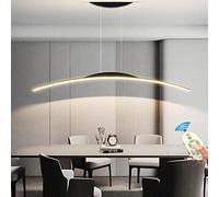 Lustre Moderne de Table à Manger,LED Dimmable Salle à Manger Salon Luminaire Suspendus Hauteur Réglable avec Télécommande Plafonnier pour Cuisine Bureau Chambre à coucher Couloir Lampe (Noir, L100)