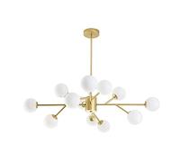 Lustre Moderne doré à 12 lumières pour Cuisine, Salle à Manger et Salon. Éclairage Suspendu du Milieu du siècle avec plafonnier givré Peint.