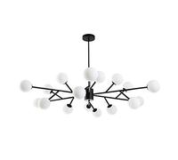 Lustre Moderne doré avec plafonnier givré Peint Noir 18 lumières