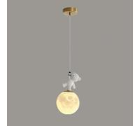 Lustre Moderne doré en résine Blanche, Suspension Ours, Style rétro Lune, luminaire de Chevet pour Chambre d'enfant, Hauteur réglable.