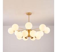 Lustre Moderne du Milieu du siècle à intensité Variable - Suspension en Verre à 16 têtes pour Salle à Manger, Chambre ou Cuisine - Plafonnier Globe élégant, Installation Facile, Finition crè