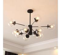 Lustre Moderne du Milieu du siècle à intensité Variable, Suspension linéaire en Verre à 10 têtes, Globe décoratif pour Plafond, idéal pour Salle à Manger, Chambre ou Cuisine - Installation f