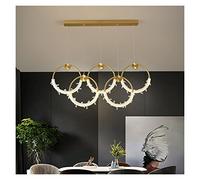 Lustre Moderne en Cristal à 2 Anneaux, Suspension élégante pour Salle à Manger et Chambre, éclairage Chaud 3000K, luminaire de Plafond raffiné.