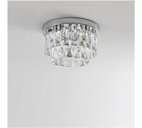 Lustre Moderne En Cristal Doré, Plafonnier Encastré - Petit Luminaire Rond Pour Couloir, Compatible Avec Les Plafonds En Cristal Chromé, Décoration Moderne, Chromé - 30 Cm