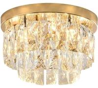 Lustre Moderne En Cristal Doré, Plafonnier Encastré - Petit Luminaire Rond Pour Couloir, Compatible Avec Les Plafonniers En Cristal Chromé, Décoration Moderne, Doré - 25 Cm