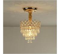 Lustre Moderne En Cristal Doré, Plafonnier Encastré - Petit Plafonnier Rond Suspendu, Compatible Avec Les Décorations Modernes, Une Couleur - 20 X 40 Cm/Une Seule Couleur/20 Cm