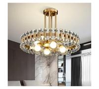 Lustre Moderne en Cristal pour Salon, décoration de la Maison, luminaire de Cuisine Rond doré, Lampe Suspendue en Pierre colorée, éclairage Moderne(Square Crystal,60cm)