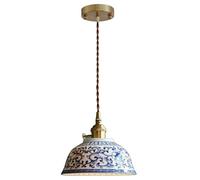 Lustre Moderne en Porcelaine Bleu Blanc, Hauteur réglable, Style Ferme, 1 Lampe, pour Chambre à Coucher, Salle à Manger, Bar