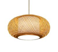 Lustre Moderne en rotin tressé, Abat-Jour en Osier, Style Vintage, luminaire Suspendu Semi-encastré, Style Japonais créatif, idéal pour Une Chambre à Coucher ou Une Salle à Manger, E27