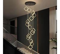 Lustre Moderne en Spirale à 15 lumières avec télécommande, plafonnier LED réglable de 300 cm, Design à Monter soi-même et à intensité Variable pour Hauts plafonds, Villas et Halls d'entrée (