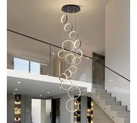 Lustre Moderne en Spirale à 15 lumières avec télécommande, plafonnier LED réglable de 300 cm, Design à Monter soi-même et à intensité Variable, idéal pour Les Hauts plafonds, Les Villas et l