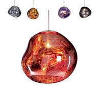 Lustre Moderne en Verre Fusionné, Lustre à Abat-Jour en Verre IrréGulier à LED, Corde De Suspension RéGlable De 150cm, Lustre Suspendu en Lave, pour Magasin, Club, éClairage IntéRieur,A-20cm