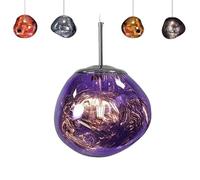 SNBGRYE Lustre Moderne en Verre Fusionné, Lustre à Abat-Jour en Verre IrréGulier à LED, Corde De Suspension RéGlable De 150cm, Lustre Suspendu en Lave, pour Magasin, Club, éClairage IntéRieur,D-30cm