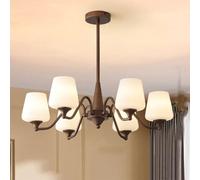 Lustre Moderne en Verre Laiteux du Milieu du siècle, Bronze huilé, Style Sputnik, luminaire Suspendu de Style Rustique, idéal pour Un Salon, Une Chambre à Coucher, Une Cuisine ou Un îlot de