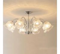 Lustre Moderne en Verre soufflé à la Main avec 5 lumières, idéal pour Une Cuisine, Un Salon, Une Chambre à Coucher ou Un îlot de Cuisine.